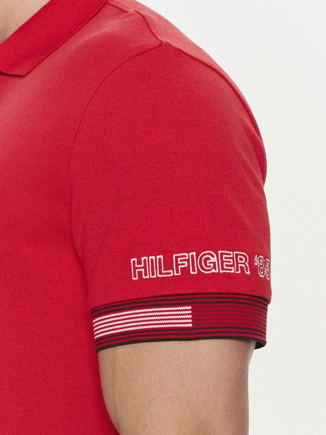 Polo Flag Con Ribetes Slim Fit Rojo Tommy Hilfiger-3