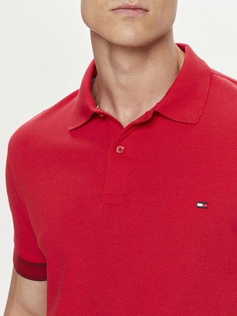 Polo Flag Con Ribetes Slim Fit Rojo Tommy Hilfiger-4