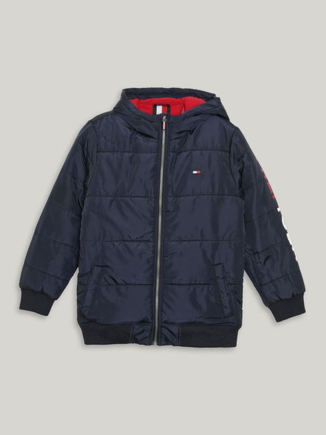 Parka De Niño Con Gorroy  Logo Azul Tommy Hilfiger-0