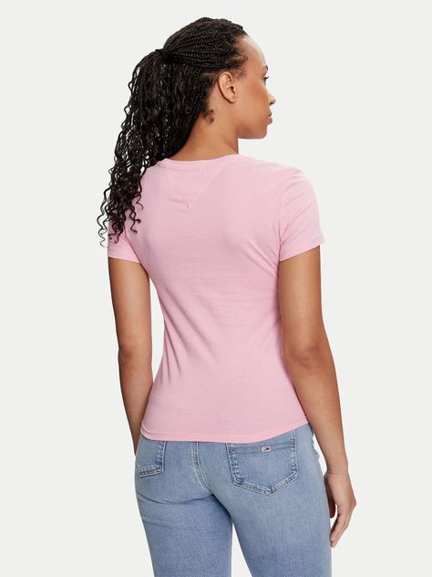 Polera Essential Slim Fit Con Logo Rosado Tommy Jeans-2