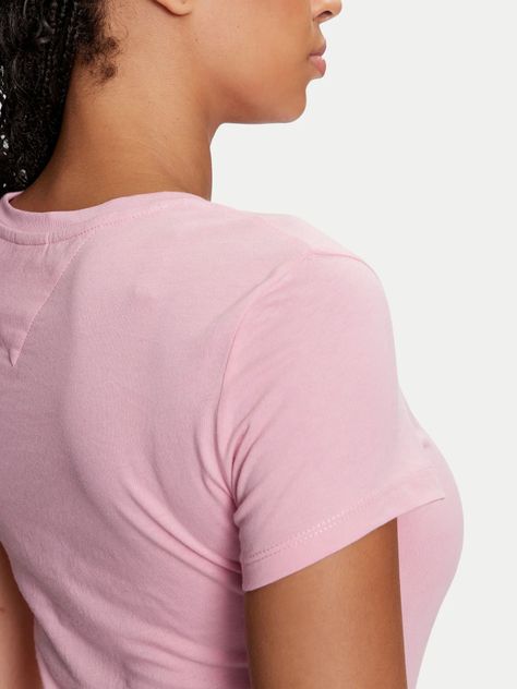 Polera Essential Slim Fit Con Logo Rosado Tommy Jeans-4