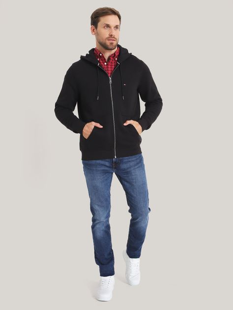 Polerón Hoodie Con Cierre Logo Negro Tommy Hilfiger-1