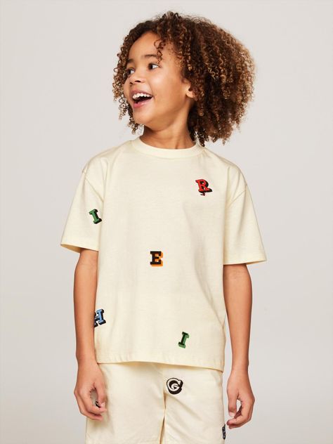 Polera Con Estampado De Letras Beige Tommy Hilfiger-0
