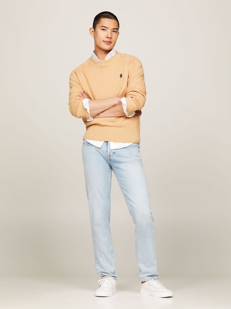 Sweater Relaxed Logo Monogram Beige Tommy Hilfiger-1