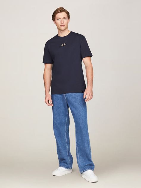 Polera Gold Signature Regular Fit Azul Tommy Hilfiger-1