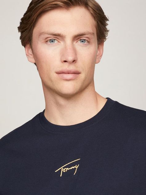 Polera Gold Signature Regular Fit Azul Tommy Hilfiger-3