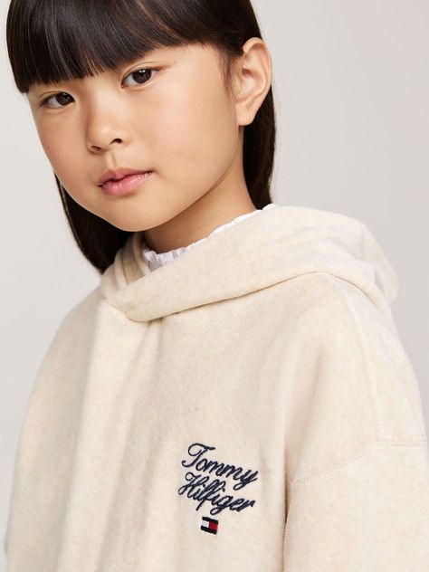 Polerón Hoodie De Niña Logo Script Beige Tommy Hilfiger-3