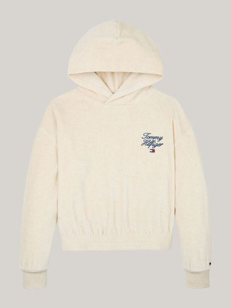 Polerón Hoodie De Niña Logo Script Beige Tommy Hilfiger-4