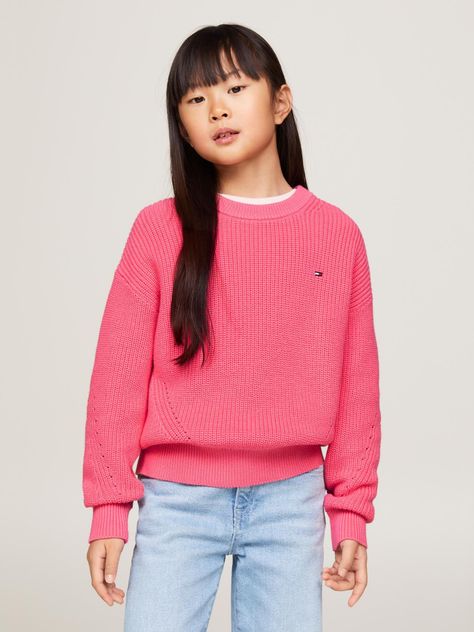 Sweater Essential Niña Amplio Rosado Tommy Hilfiger-0