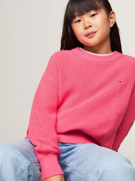 Sweater Essential Niña Amplio Rosado Tommy Hilfiger-3