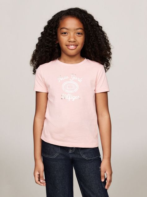 Polera Con Logo Metalizado Rosado Tommy Hilfiger-0