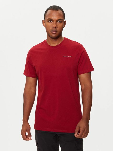 Polera Logo Slim Hombre Fit Rojo Tommy Jeans-0