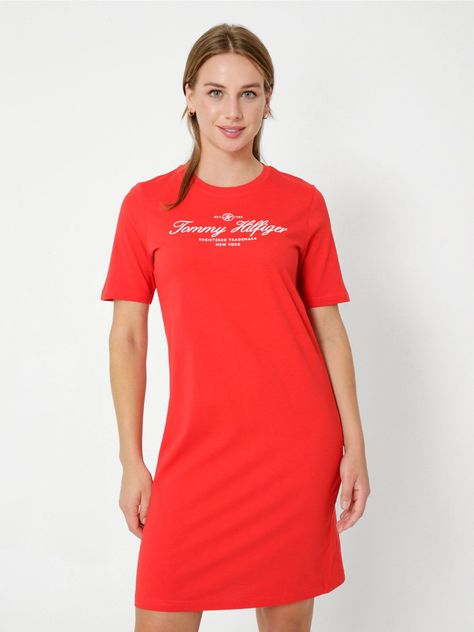 Vestido Logo Script Rojo Tommy Hilfiger-0