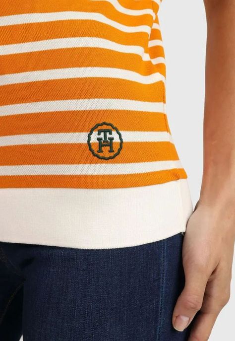 Polo y Diseño A Rayas Naranjo Tommy Hilfiger-4