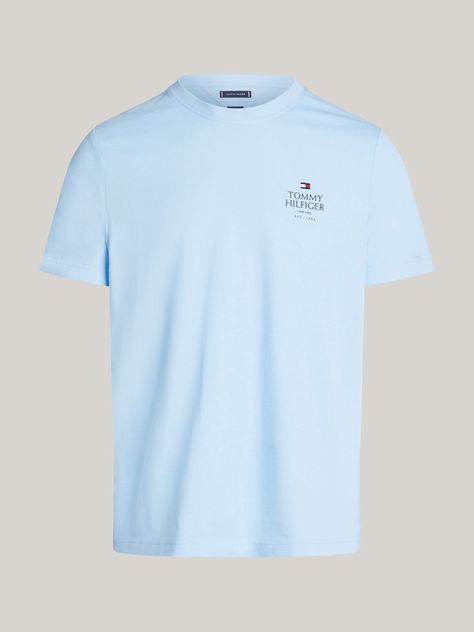 Polera De Cuello Redondo- Logo Celeste Tommy Hilfiger-4
