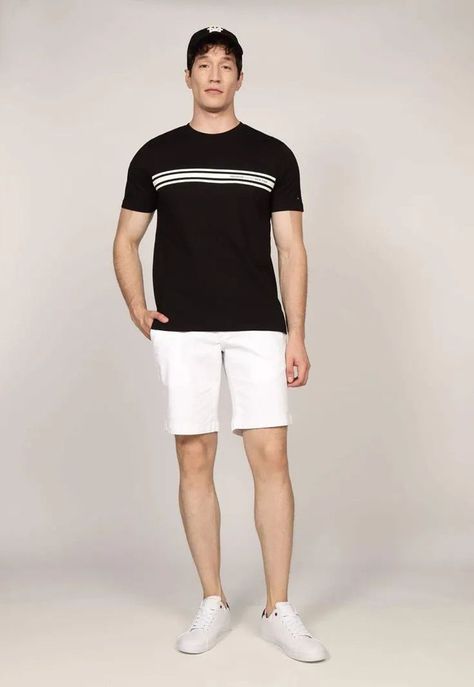 Polera Central Chest Stripe Logo Negro Tommy Hilfiger-1