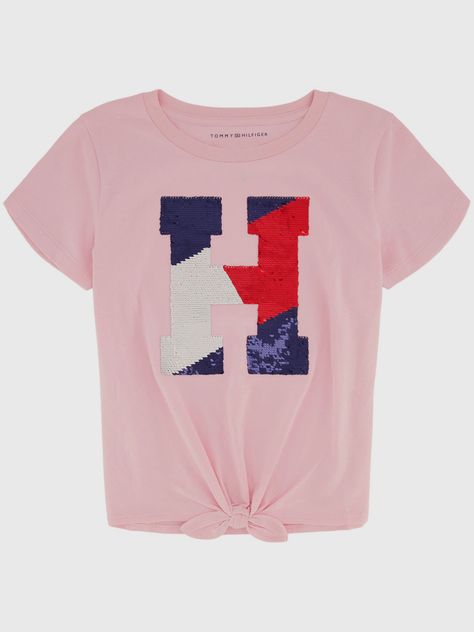 Polera Con Logo De Lentejuelas Rosado Tommy Hilfiger-0