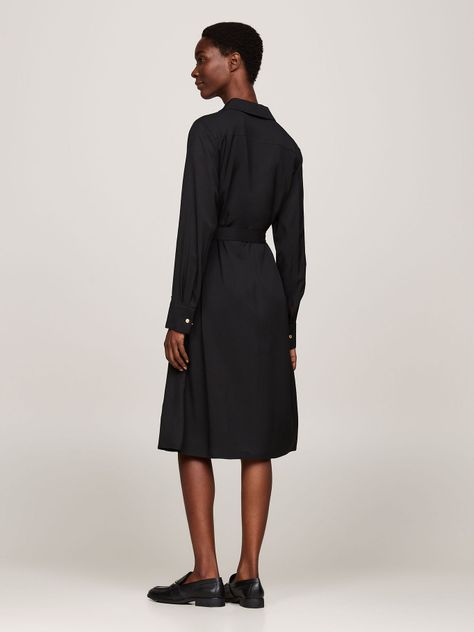 Vestido Midi Con Cinturón Negro Tommy Hilfiger-1