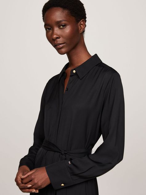 Vestido Midi Con Cinturón Negro Tommy Hilfiger-2