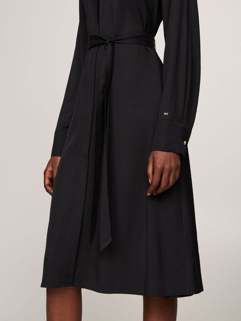 Vestido Midi Con Cinturón Negro Tommy Hilfiger-3