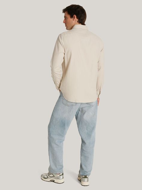 Camisa Regular Herringbone Solid Beige Tommy Hilfiger-2