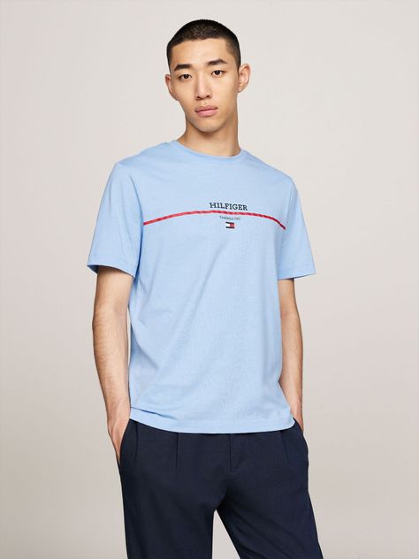 Polera Con Logo Stripe Celeste Tommy Hilfiger-0