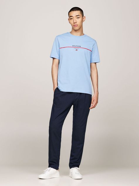 Polera Con Logo Stripe Celeste Tommy Hilfiger-1