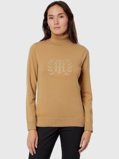 SWEATER DE ALGODÓN CUELLO ALTO CAFÉ TOMMY HILFIGER-0