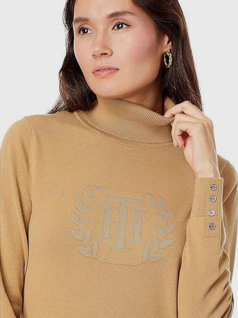 SWEATER DE ALGODÓN CUELLO ALTO CAFÉ TOMMY HILFIGER-2