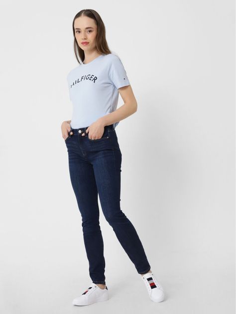 Jeans Como Skinny Fit Talle Medio Azul Tommy Hilfiger-1