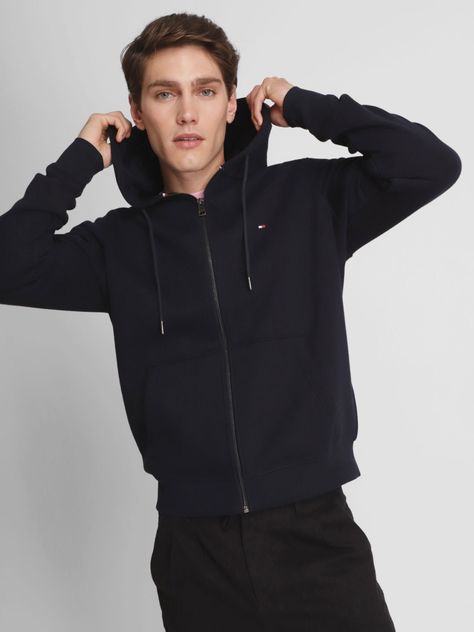 Polerón Hoodie Con Cierre Logo Azul Tommy Hilfiger-0