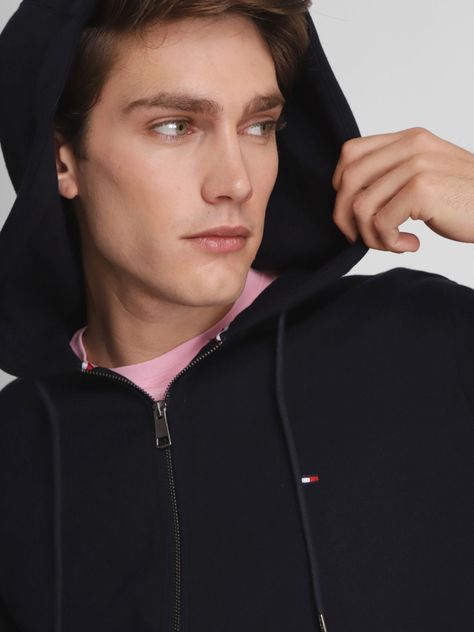 Polerón Hoodie Con Cierre Logo Azul Tommy Hilfiger-3