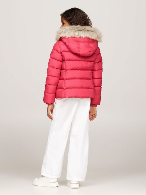 Parka Con Ribete Pelo Sintético Rosado Tommy Hilfiger-2