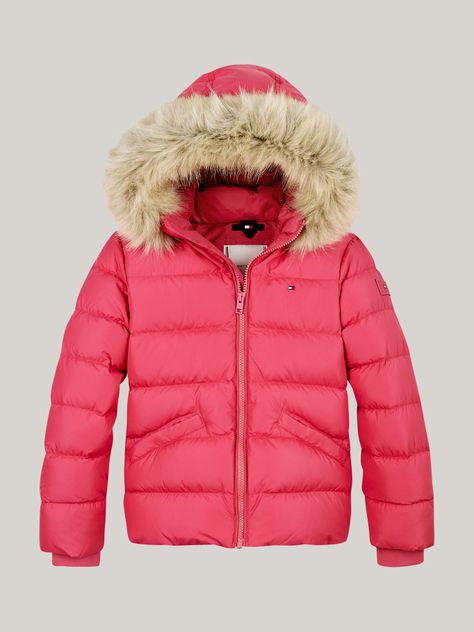 Parka Con Ribete Pelo Sintético Rosado Tommy Hilfiger-4