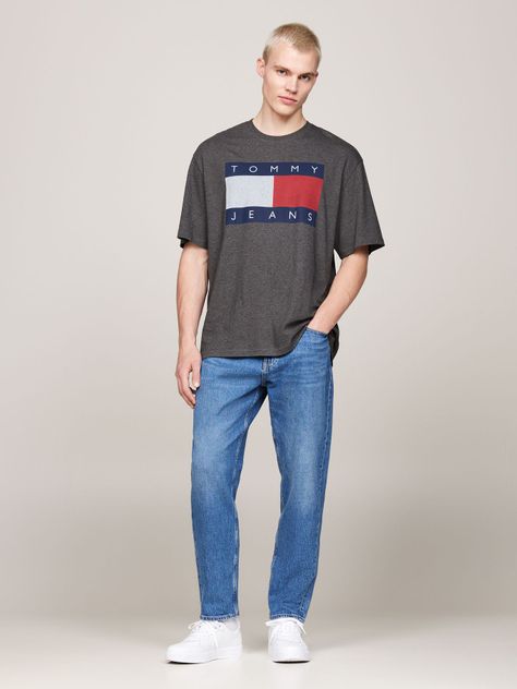 Polera Melange Flag Relaxed Fit Gris Tommy Hilfiger-1