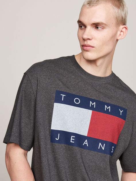 Polera Melange Flag Relaxed Fit Gris Tommy Hilfiger-3