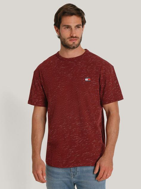 Polera Jaspeada- Logo Regular Fit Burdeo Tommy Hilfiger-0