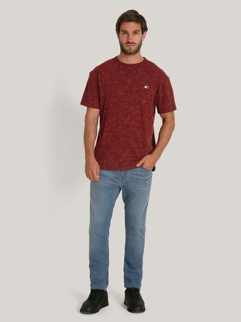 Polera Jaspeada- Logo Regular Fit Burdeo Tommy Hilfiger-1