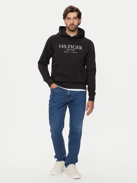 Polerón Hoodie Con Logo Negro Tommy Hilfiger-1