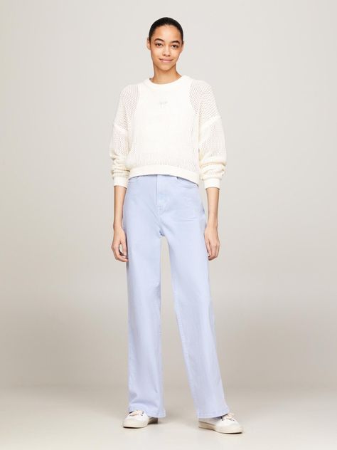 Sweater De Punto Calado Con Logo Blanco Tommy Jeans-1
