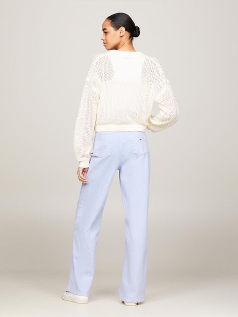 Sweater De Punto Calado Con Logo Blanco Tommy Jeans-2