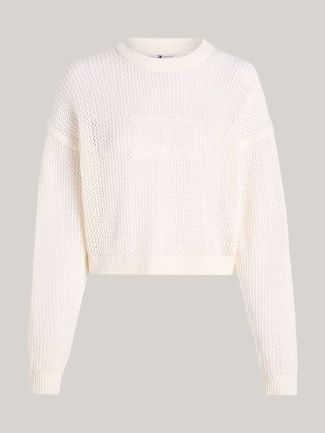 Sweater De Punto Calado Con Logo Blanco Tommy Jeans-4