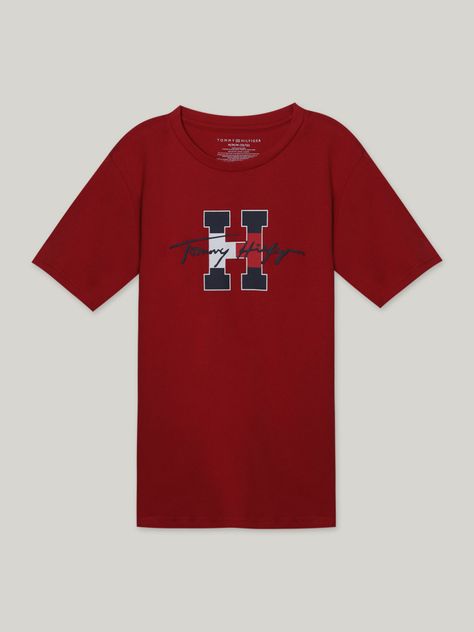 Polera De Niño Script Con Logo Rojo Tommy Hilfiger-0