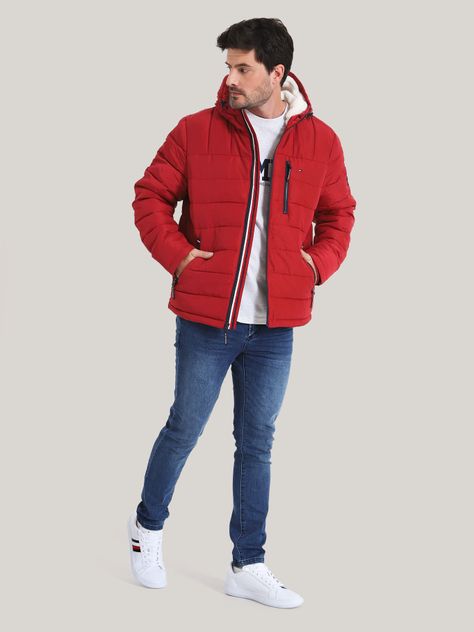 Parka Hoodie Quilted Con Logo Rojo Tommy Hilfiger-1