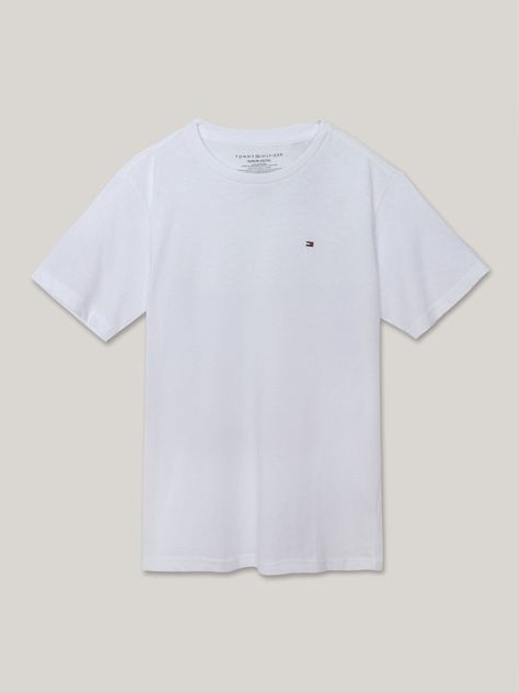 Polera De Niño C-Neck Con Logo Blanco Tommy Hilfiger-0