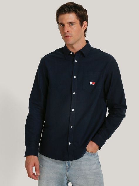 Camisa Flag Badge Regular Fit Azul Tommy Hilfiger-0