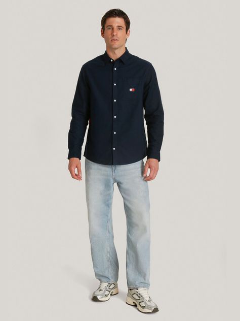 Camisa Flag Badge Regular Fit Azul Tommy Hilfiger-1
