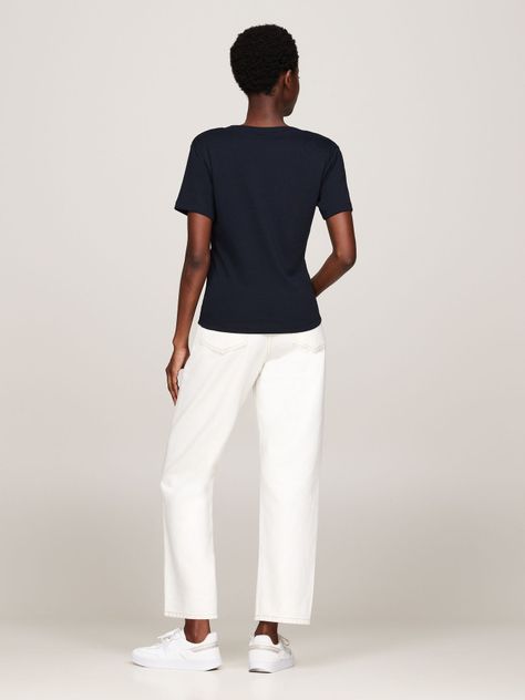 Polera A Rayas V-Neck Slim Fit Azul Tommy Hilfiger-2