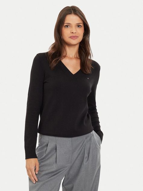 Sweater Solid V-Neck Negro Tommy Hilfiger-0