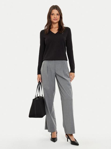 Sweater Solid V-Neck Negro Tommy Hilfiger-1